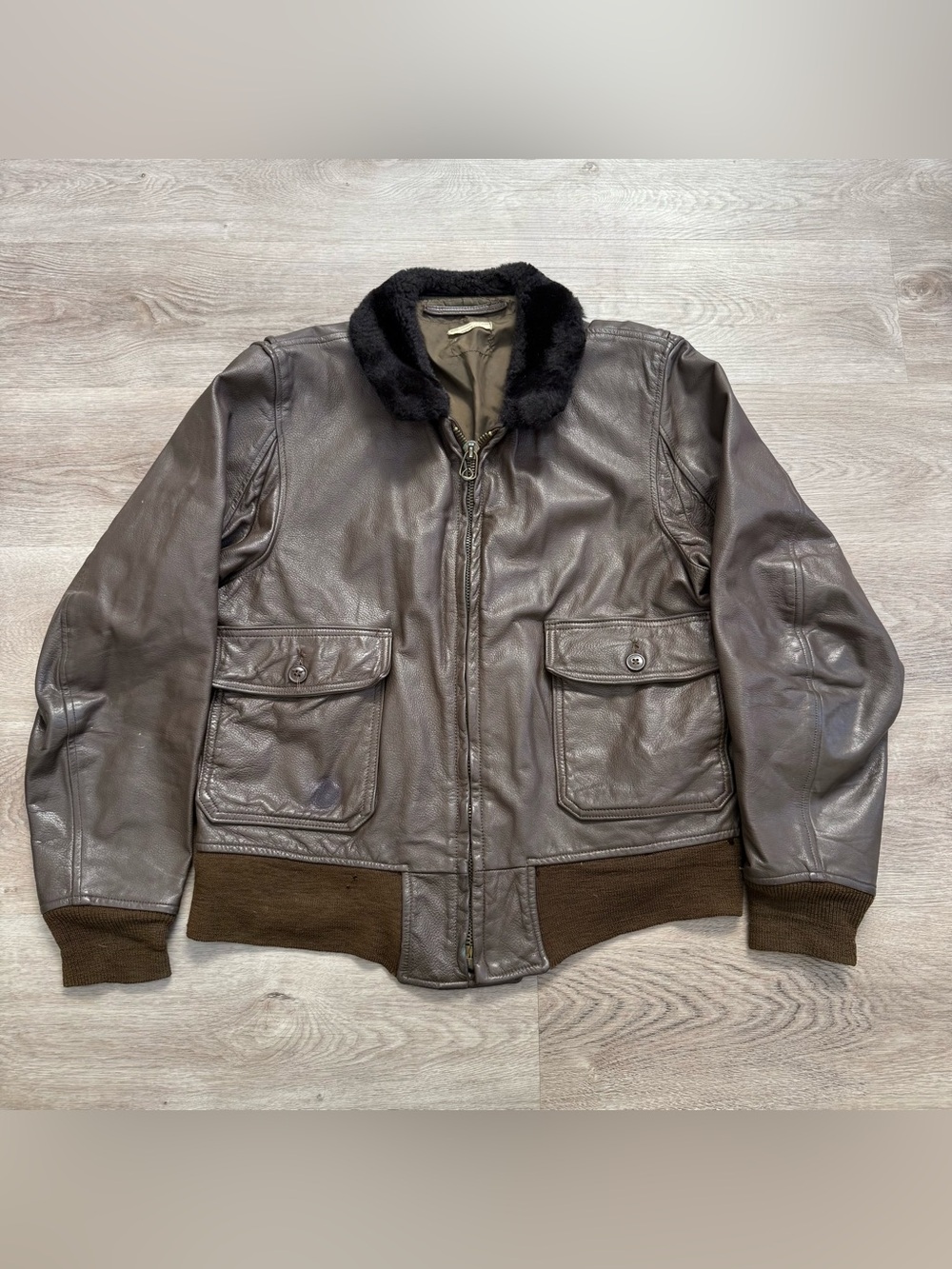 Vintage 60s 70s US Navy Type G-1 Flyer’s Bomber Jacket Men's 46 XL Scovill Zip